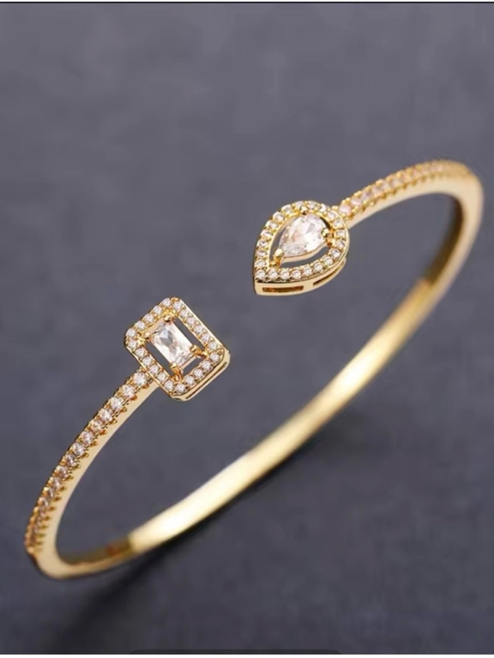 Swarovski Elements Gold over 925 Sterling Silver Adjustable Cuff Bracelet NEW